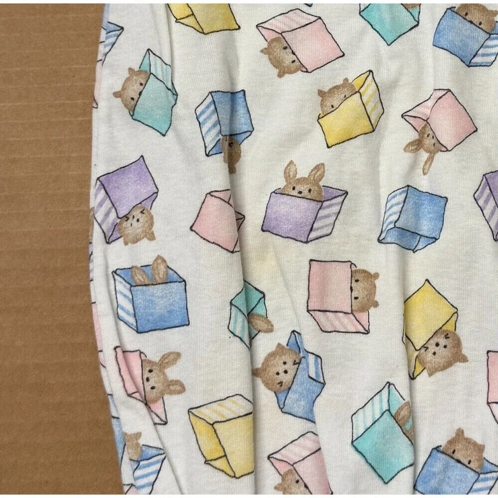 Vintage Carters Layette Gown Sleep Dress 0-3 Months Unisex Colorful Boxes Bunny